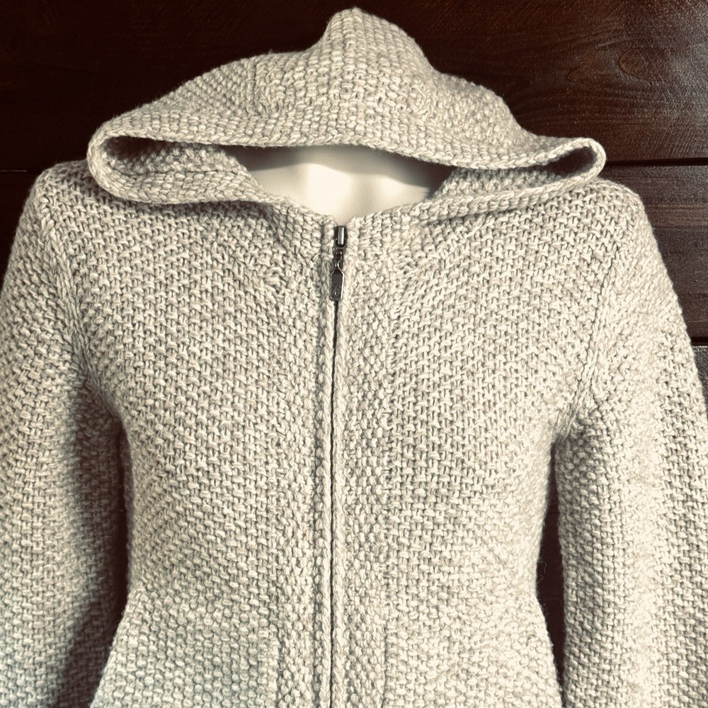 Vintage Womens XS Patagonia Lambs Wool Chunky Knit Tan Zip Up Sweater Chest 36" - Picture 8 of 11
